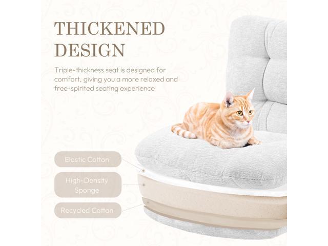 Dowinx Criss Cross Chair with Wheels, Dual-Layer Thickened Cushion, Premium Fabric Morden Home Vanity Chair Wide Seat, Cream White