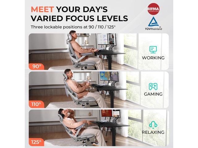 CAPOT Ergonomic Mesh Office Chair, Adjustable Lumbar High Back Desk Chair 400lbs, 4D Flip-up Arms, 3 Tilt Backrest, 3D Headrest, PU Wheels, Swivel...