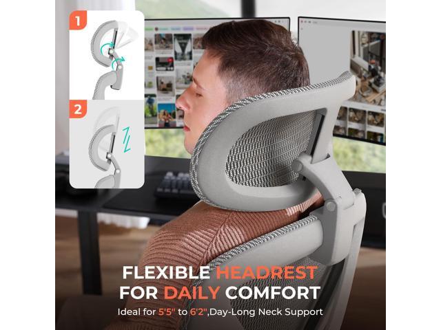 CAPOT Ergonomic Mesh Office Chair, Adjustable Lumbar High Back Desk Chair 400lbs, 4D Flip-up Arms, 3 Tilt Backrest, 3D Headrest, PU Wheels, Swivel...