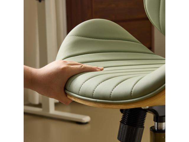 VINGLI Wide Comfotable Swivel Home Office Chair with Wood-Grain Curved Shell,Ergomomic Mid-Back Padded Armless Rolling Desk Chair with...