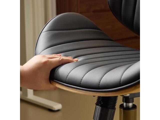 VINGLI Wide Comfotable Swivel Home Office Chair with Wood-Grain Curved Shell,Ergomomic Mid-Back Padded Armless Rolling Desk Chair with...