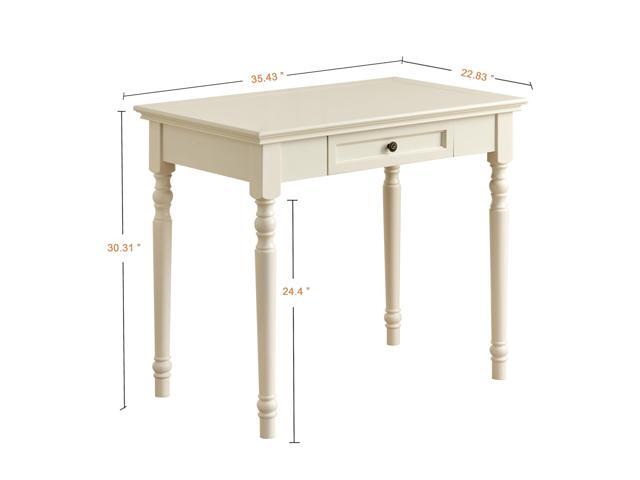 French Country Style Writing Desk,35' Solid Wood Farmhouse Computer Table with Drawers,Rustic White Finish,for Home Office, Study or Living Room...