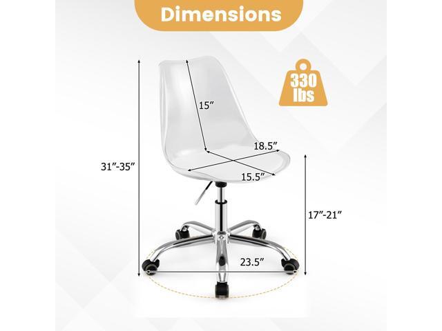 Giantex Acrylic Clear Desk Chair Set of 2, Modern Small Home Office Chair with PU Leather Cushion & Wheels, Armless Swivel Rolling Vanity Chair for...