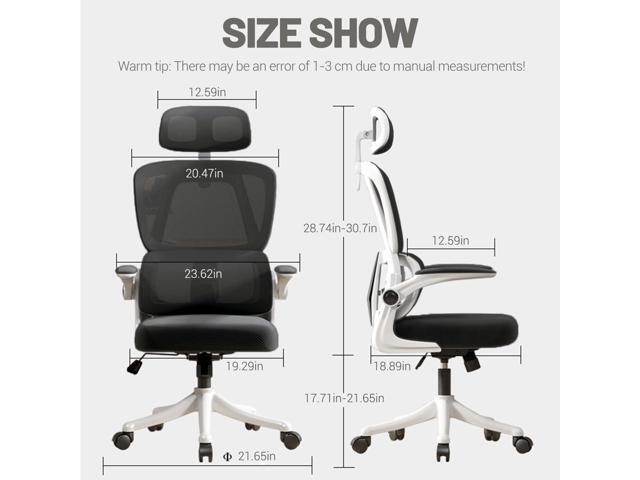 Ergonomic Office Chair Computer Desk Chairs with Flip-up Armrests and Lumbar Support, High Back Mesh Gaming Chairs Rolling Work Swivel Task Chairs...