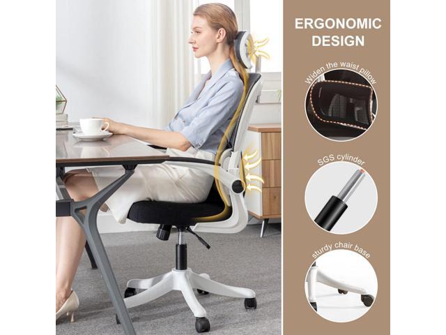 Ergonomic Office Chair Computer Desk Chairs with Flip-up Armrests and Lumbar Support, High Back Mesh Gaming Chairs Rolling Work Swivel Task Chairs...