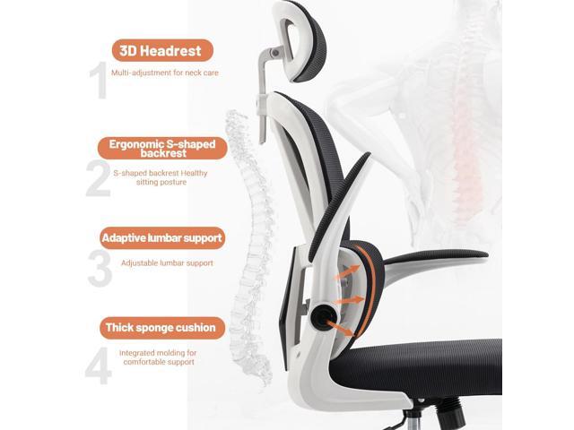 Ergonomic Office Chair Computer Desk Chairs with Flip-up Armrests and Lumbar Support, High Back Mesh Gaming Chairs Rolling Work Swivel Task Chairs...