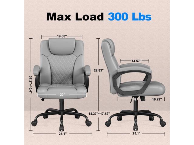 Misolant Office Chair, Executive Desk Chair, PU Leather Comfortable Ergonomic Chairs with Fixed Armrest, Adjustable Height, Rocking Function, 360°...