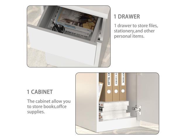 White Desk with Drawers, 47 Inch Small Computer Desk with Storage, Cute Home Office Desk for Study, Vanity, Gaming, Modern Computer Desk for...