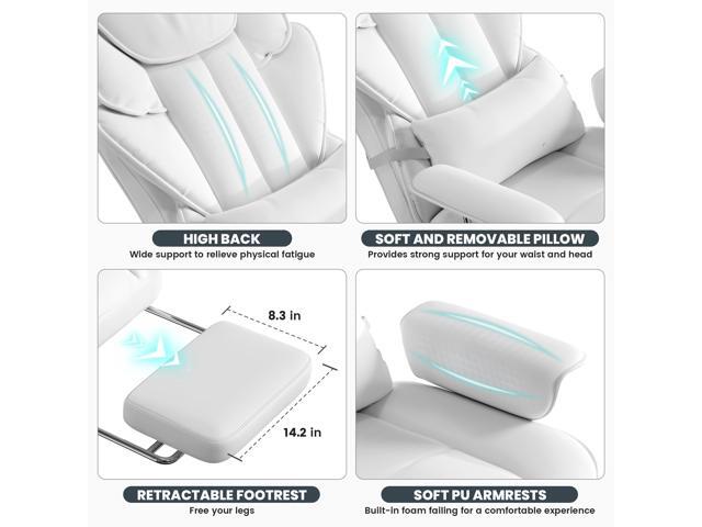 Big and Tall Office Chair with Footrest - Ergonomic PU Leather Executive Desk Chair, Adjustable Lumbar Support Pillow and Easy and Clean Design...