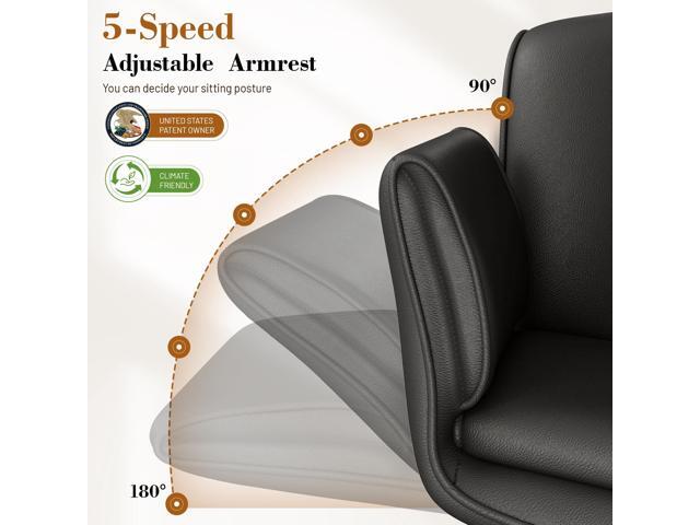 Criss Cross Chair with Wheels & Armrests,Comfy Wide Vanity Chair,Scratch-Resistant Pu Leather Cross Legged Desk Chair,Height Adjustable Computer...