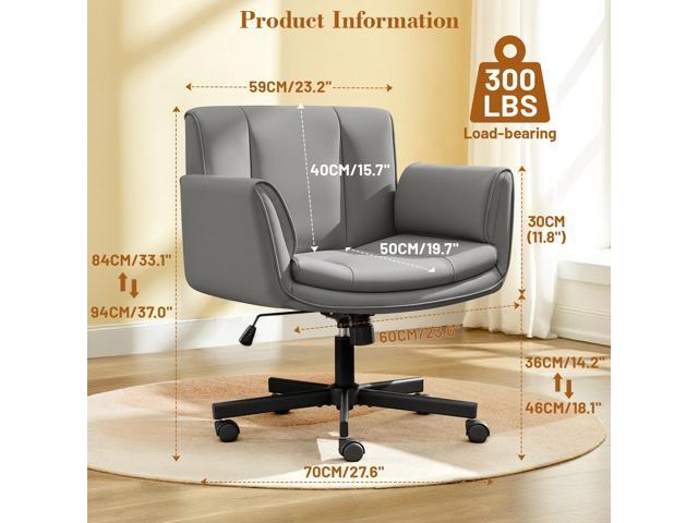 Criss Cross Chair with Wheels & Armrests,Comfy Wide Vanity Chair,Scratch-Resistant Pu Leather Cross Legged Desk Chair,Height Adjustable Computer...