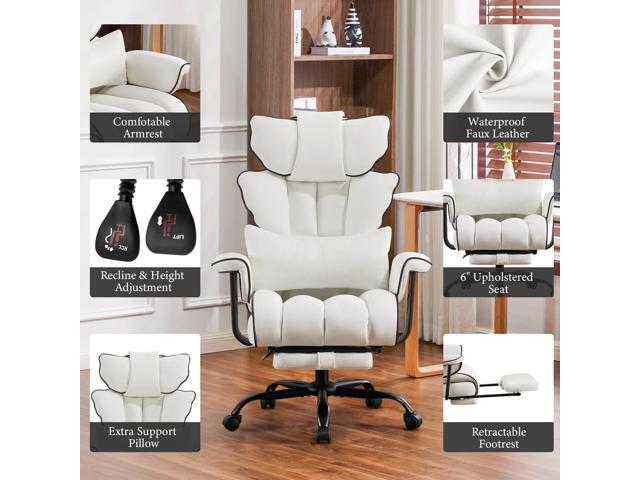 Furniliving Big and Tall Office Chair 400lbs, Executive Office Desk Chair Wide Seat, Reclining Adjustable, Lumbar Support, High Back Leather Gaming...