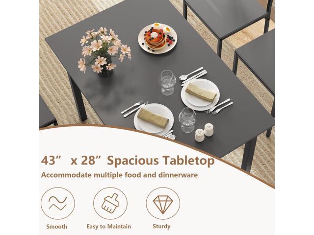 COSTWAY Dining Table Set for 4, Rectangular Kitchen Table and Chairs Set with Backrest, Metal Frame, Space-Saving Dinette Set, Breakfast Nook Table...