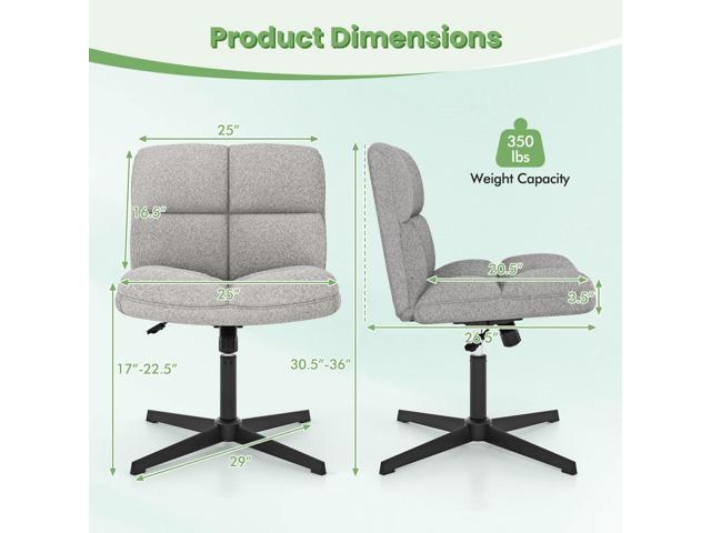 Giantex Criss Cross Chair, Armless Cross Legged Office Chair, Faux Fur Adjustable Swivel Ergonomic Desk Seat No Wheels, Modern Wide Makeup Task...