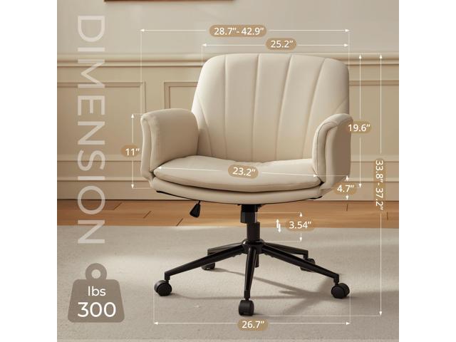 Dowinx Criss Cross Chair with Five-Level Adjustable Arms and Wheels - Comfortable Ergonomic PU Leather Swivel Vanity Chair - Computer Makeup Gaming...