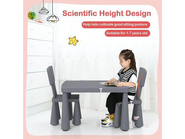 KOTEK Kids Table and Chair Set, 3 Piece Plastic Toddler Table and Chairs for Art Craft, Reading, Drawing, Snack Time, Playroom, Preschool,...