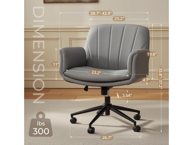 Dowinx Criss Cross Chair with Five-Level Adjustable Arms and Wheels - Comfortable Ergonomic PU Leather Swivel Vanity Chair - Computer Makeup Gaming...