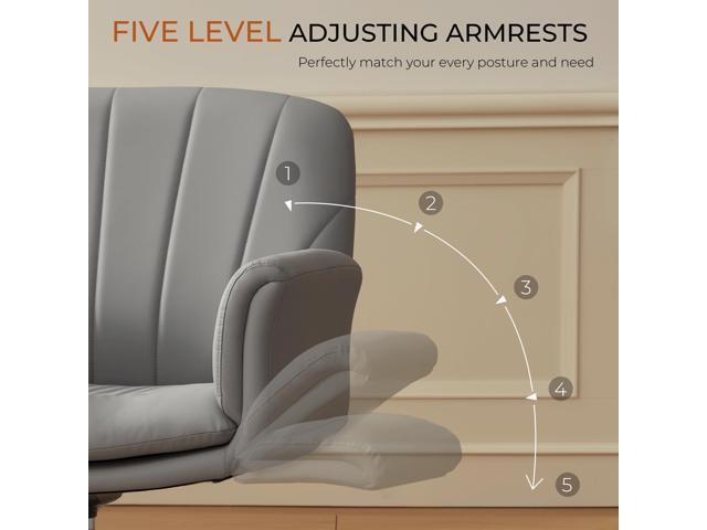 Dowinx Criss Cross Chair with Five-Level Adjustable Arms and Wheels - Comfortable Ergonomic PU Leather Swivel Vanity Chair - Computer Makeup Gaming...