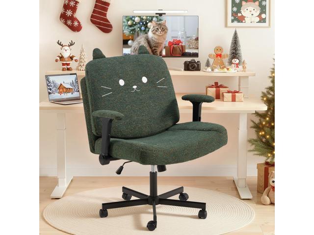HOMREST Criss Cross Chair with Arms and Castors,Plus Size Cross Legged Office Chair with Extra Wide Seat & Flexible Back Cushion,Cute Comfy Desk...