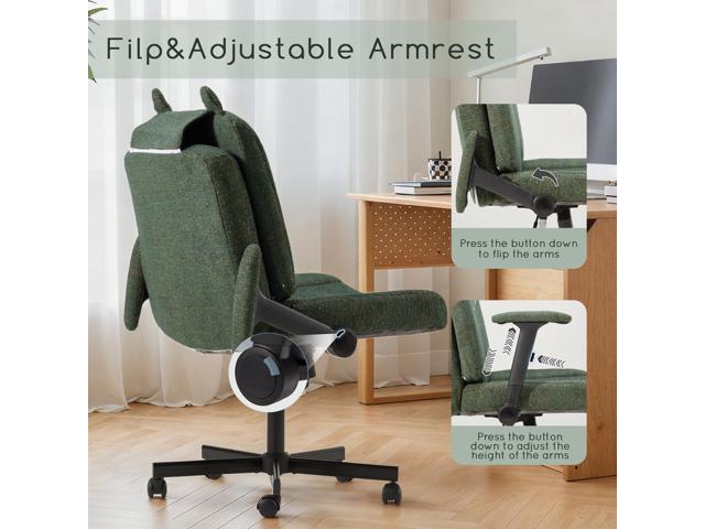 HOMREST Criss Cross Chair with Arms and Castors,Plus Size Cross Legged Office Chair with Extra Wide Seat & Flexible Back Cushion,Cute Comfy Desk...
