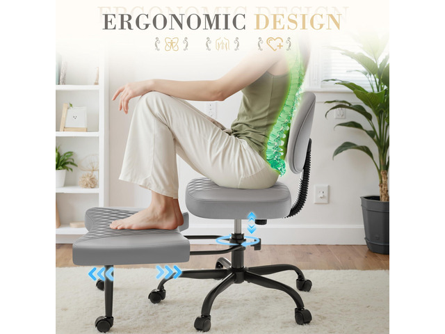 Furmax Ergonomic Criss Cross Legged Office Chair with Wheels, 360°Swivel Adjustable Height Kneeling Desk Chair with Footrest for ADHD, Yoga,...