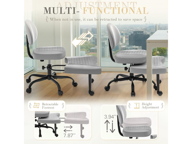 Furmax Ergonomic Criss Cross Legged Office Chair with Wheels, 360°Swivel Adjustable Height Kneeling Desk Chair with Footrest for ADHD, Yoga,...