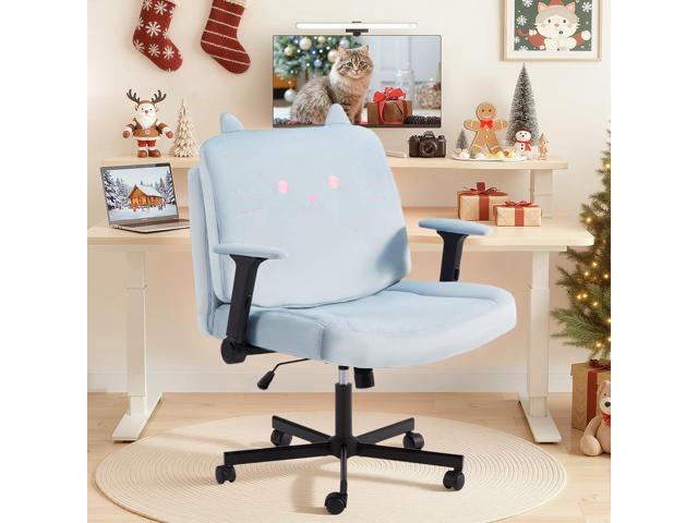 HOMREST Criss Cross Chair with Arms and Castors, Plus Size Cross Legged Office Chair with Extra Wide Seat & Flexible Back Cushion, Cute Comfy Desk...