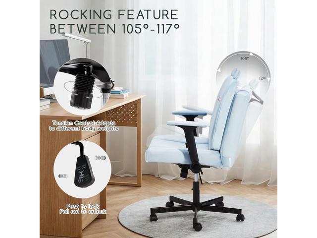 HOMREST Criss Cross Chair with Arms and Castors, Plus Size Cross Legged Office Chair with Extra Wide Seat & Flexible Back Cushion, Cute Comfy Desk...