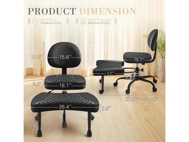 Furmax Ergonomic Criss Cross Legged Office Chair with Wheels, 360°Swivel Adjustable Height Kneeling Desk Chair with Footrest for ADHD, Yoga,...
