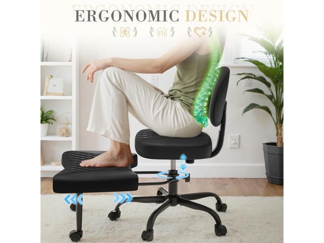 Furmax Ergonomic Criss Cross Legged Office Chair with Wheels, 360°Swivel Adjustable Height Kneeling Desk Chair with Footrest for ADHD, Yoga,...