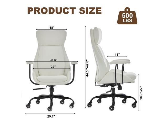 Office Chair, Leather Desk Chair with Rubber Wheels, Ergonomic Computer Chair 500 LBS with Lumbar Support, High Back Executive Chair for Modern...