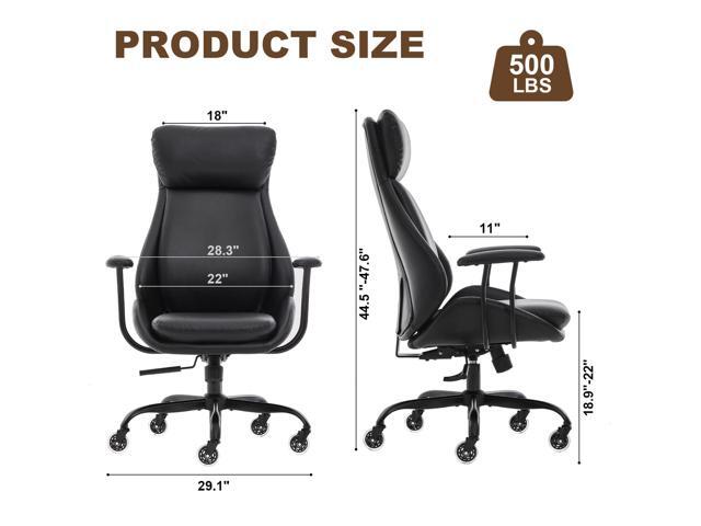 Office Chair, Leather Desk Chair with Rubber Wheels, Ergonomic Computer Chair 500 LBS with Lumbar Support, High Back Executive Chair for Modern...