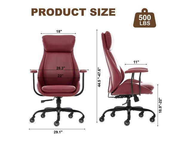 Office Chair, Leather Desk Chair with Rubber Wheels, Ergonomic Computer Chair 500 LBS with Lumbar Support, High Back Executive Chair for Modern...
