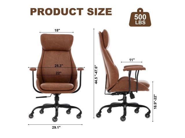 Office Chair, Leather Desk Chair with Rubber Wheels, Ergonomic Computer Chair 500 LBS with Lumbar Support, High Back Executive Chair for Modern...