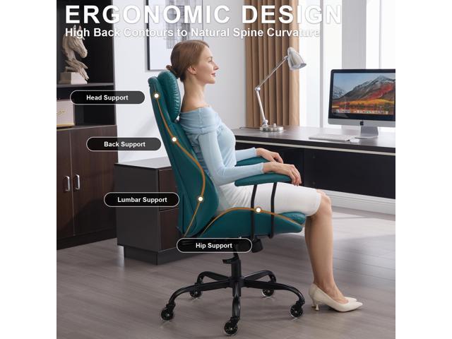 Office Chair, Leather Desk Chair with Rubber Wheels, Ergonomic Computer Chair 500 LBS with Lumbar Support, High Back Executive Chair for Modern...
