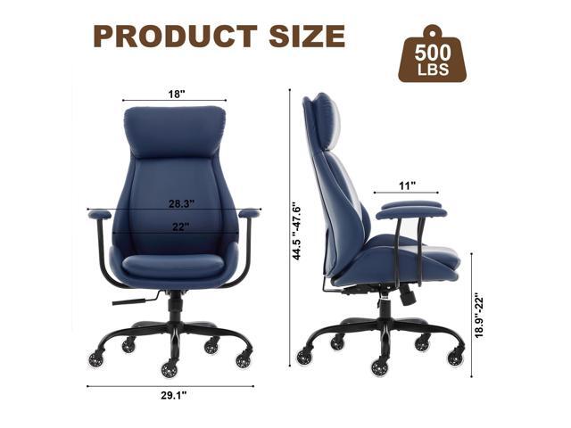 Office Chair, Leather Desk Chair with Rubber Wheels, Ergonomic Computer Chair 500 LBS with Lumbar Support, High Back Executive Chair for Modern...