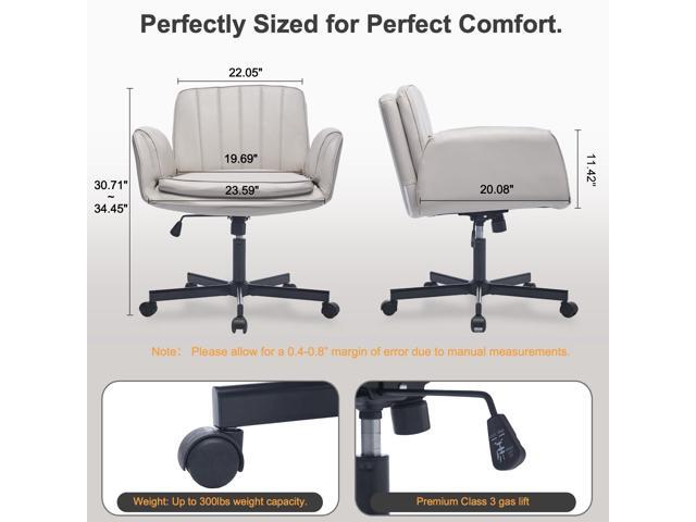 PU Leather Criss Cross Office Chair with Armrests & Wheels, 5-Gear Flip Up Arms Comfy Desk Chair for Women, Height Tilt Adjustable Swivel Chair for...