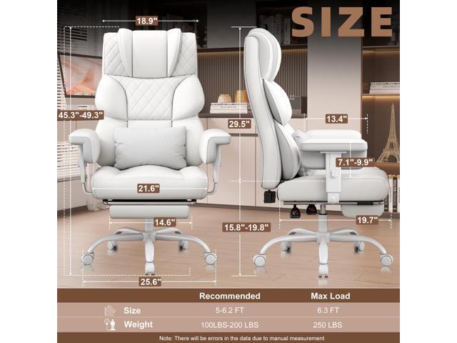 Vonesse Big and Tall Office Chair, Desk Chair with Soft Adjustable Armrests, Ergonomic High Back Gaming Chair with Lumbar Support, Executive...
