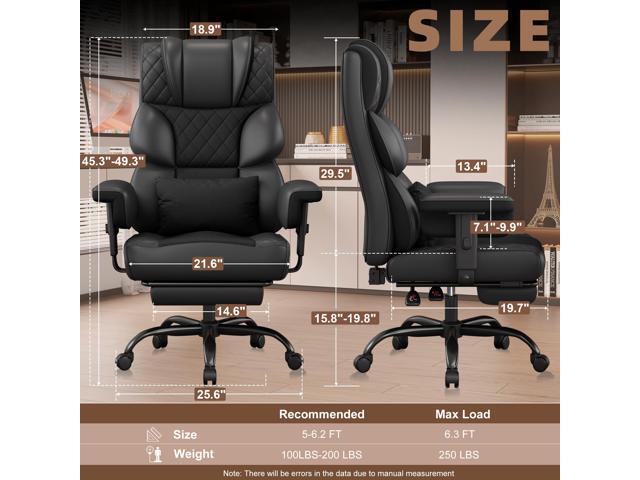Vonesse Big and Tall Office Chair, Desk Chair with Soft Adjustable Armrests, Ergonomic High Back Gaming Chair with Lumbar Support, Executive...