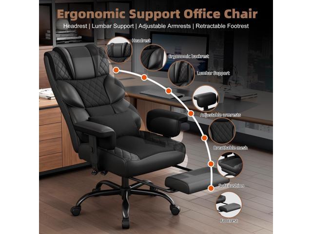Vonesse Big and Tall Office Chair, Desk Chair with Soft Adjustable Armrests, Ergonomic High Back Gaming Chair with Lumbar Support, Executive...