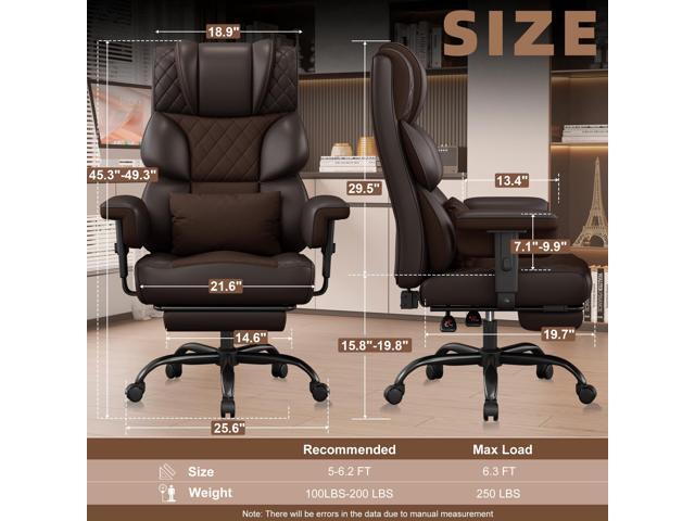 Vonesse Big and Tall Office Chair, Desk Chair with Soft Adjustable Armrests, Ergonomic High Back Gaming Chair with Lumbar Support, Executive...