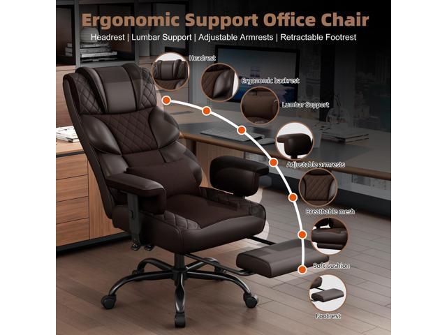 Vonesse Big and Tall Office Chair, Desk Chair with Soft Adjustable Armrests, Ergonomic High Back Gaming Chair with Lumbar Support, Executive...