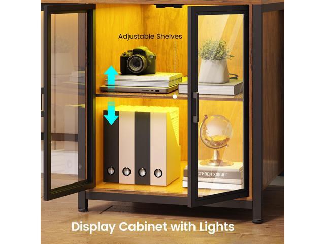 SEDETA 78.7 Large L Shaped Desk with Storage Drawers, Office Desk with File Drawer and Display Cabinet, L Shaped Gaming Desk with Storage, Power...