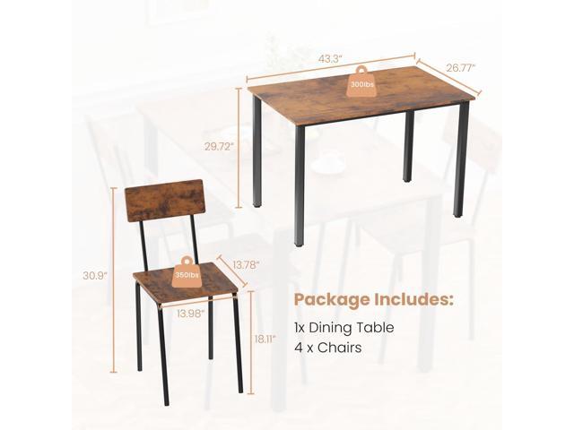 Kitchen Dining Table Set for 4, 5-Piece Kitchen Table and Chairs, Base Reinforcement Structure Dining Room Table Sets, Dining Table with 4 Chairs...