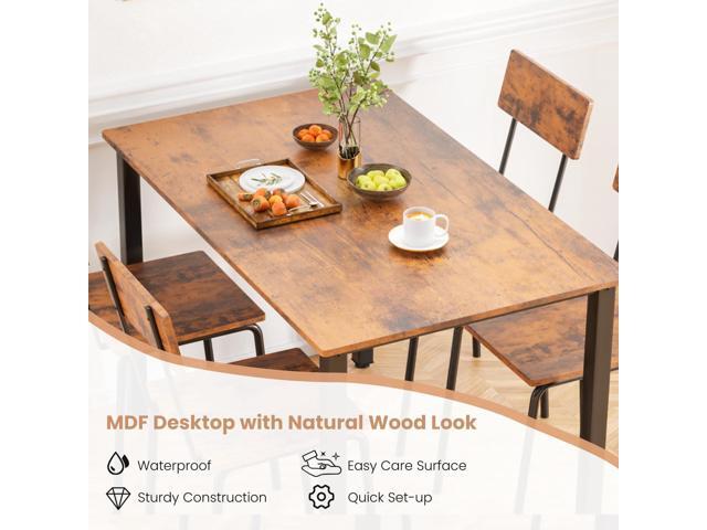 Kitchen Dining Table Set for 4, 5-Piece Kitchen Table and Chairs, Base Reinforcement Structure Dining Room Table Sets, Dining Table with 4 Chairs...