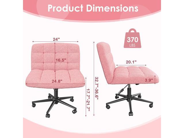 TLSUNNY Swivel Criss Cross Legged Chair, Armless Home Office Chair with Wheels and Comfy Wide Cushion, Height Adjustable for Desk, Vanity, Bedroom,...