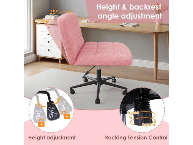 TLSUNNY Swivel Criss Cross Legged Chair, Armless Home Office Chair with Wheels and Comfy Wide Cushion, Height Adjustable for Desk, Vanity, Bedroom,...