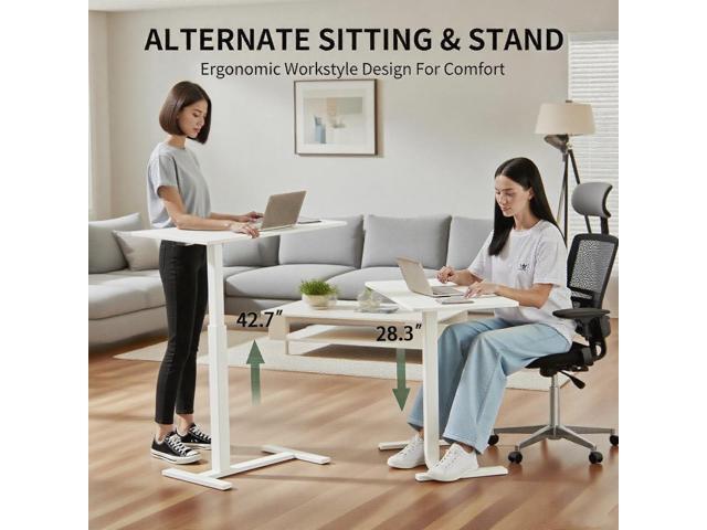Mobile Small Standing Desk with Hidden Wheels, Portable Rolling Laptop Desk, Rolling Computer Cart Movable, Adjustable Height Computer...