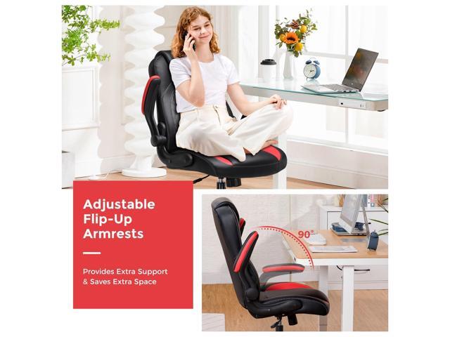 COMHOMA Office Computer Gaming Chair Ergonomic Desk Chair for Adults with Lumbar Support Flip-Up Arms Adjustable Height Swivel Wheels PU Leather...
