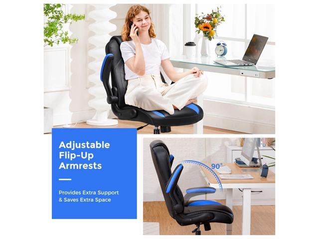 COMHOMA Office Computer Gaming Chair Ergonomic Desk Chair for Adults with Lumbar Support Flip-Up Arms Adjustable Height Swivel Wheels PU Leather...